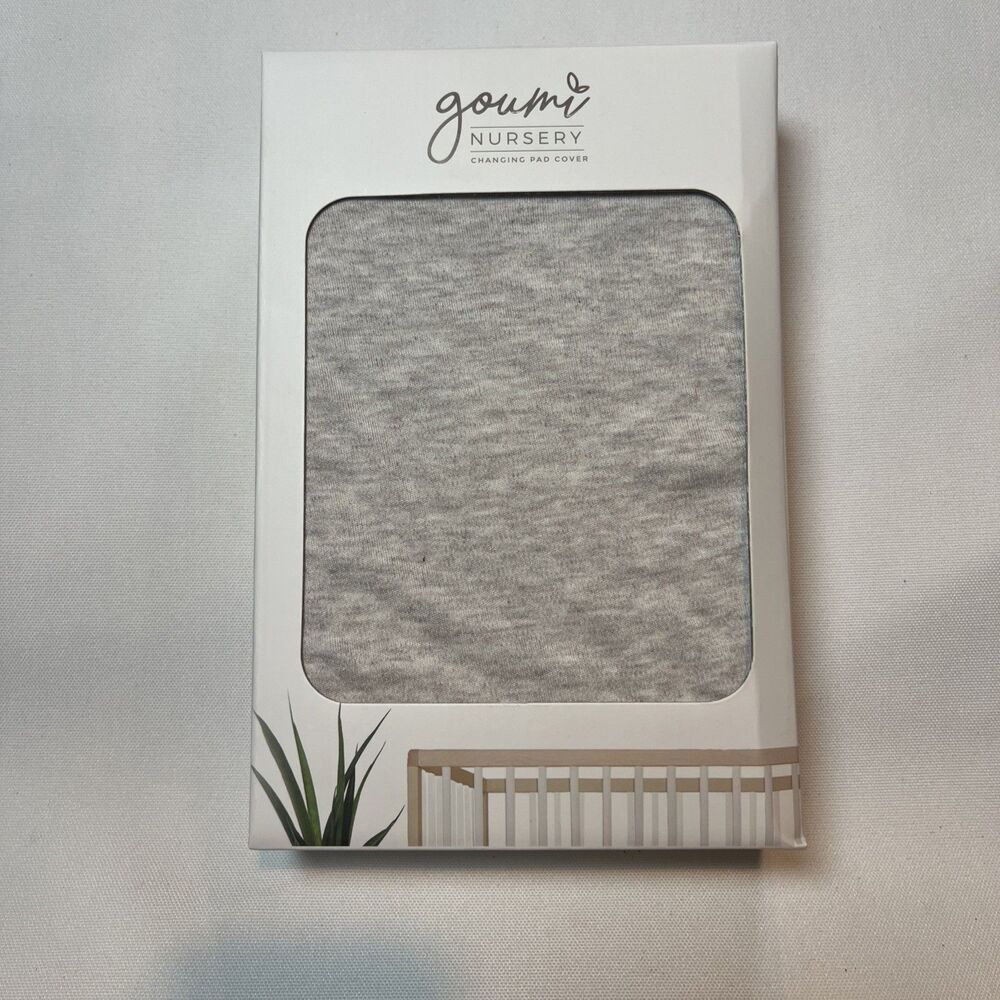 Goumi Nursery Changing Pad Cover Grey Bamboo/Organic Cotton 16"x32" NIB